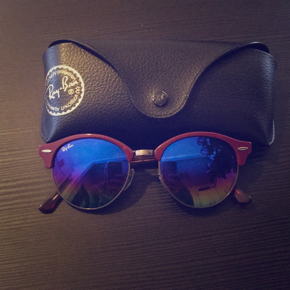 Ray Ban Clubround Blue Rainbow Lens